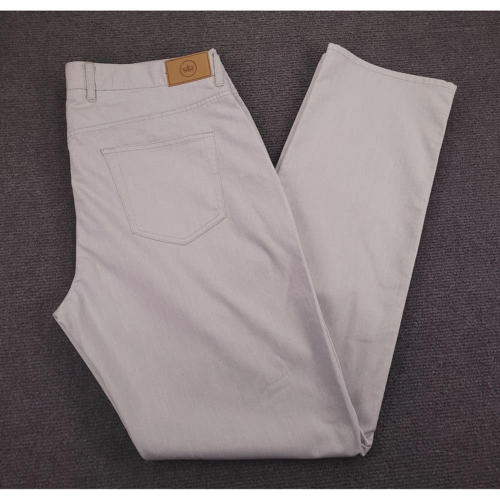 PETER MILLAR Pants Mens 36x34 Gray Chino Stretch 5 Pocket Straight Leg Casual